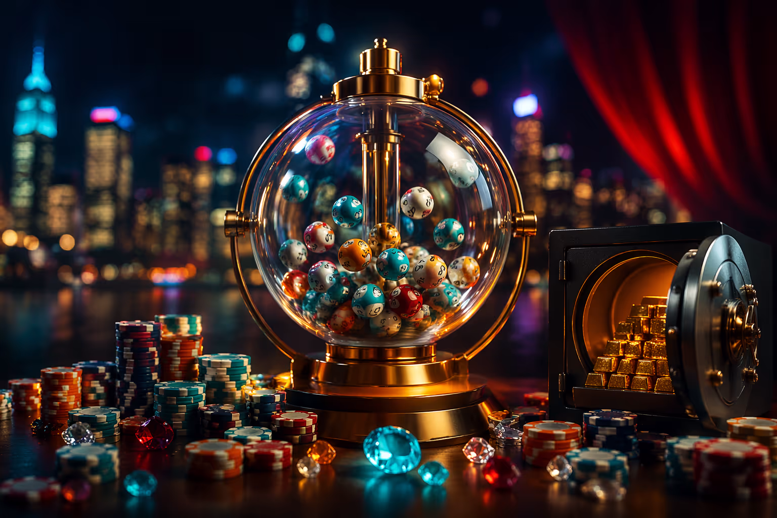 Gain explosif de jackpot aux machines à sous en ligne avec pièces d'or et éclairage dramatique